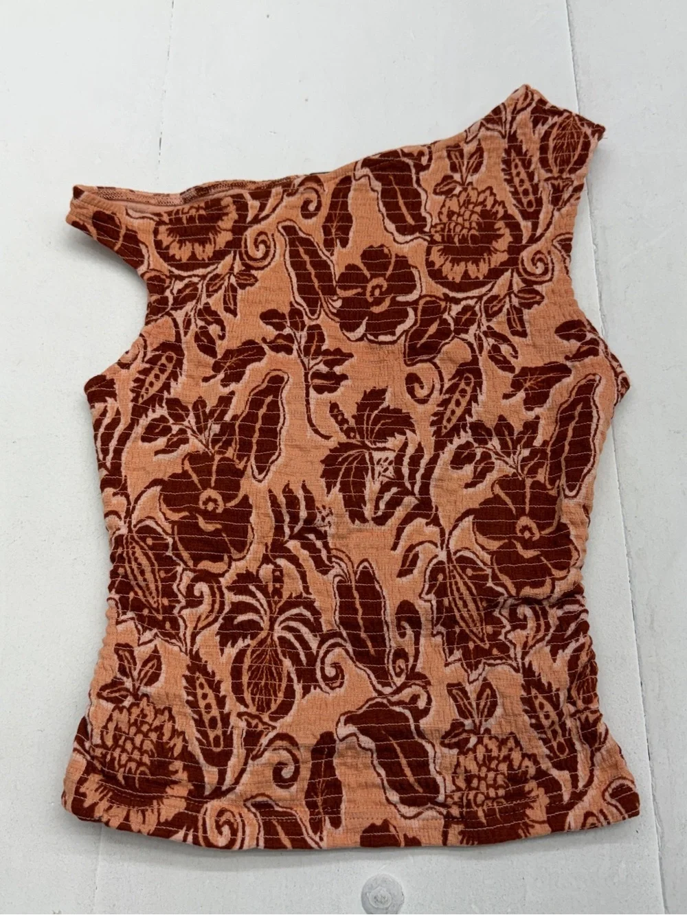 Free People Shea Apricot Combo One-Shoulder Floral Tank Top Size S/M